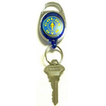 Oval Retractable Key Ring with Metal Carabiner Clip